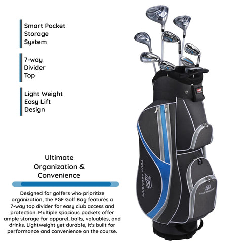 Women Gold TP 11-Piece Complete Golf Club Set Right Hand Petite, clubs in bag with 7-way divider and pocket storage system