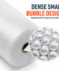 Roll of 2 Pack Bubble Roll Wrap 100 Ft By 12 In Clear With Three Sixteenth Inch Small Bubbles Dense Cushioning, close-up of bubble texture