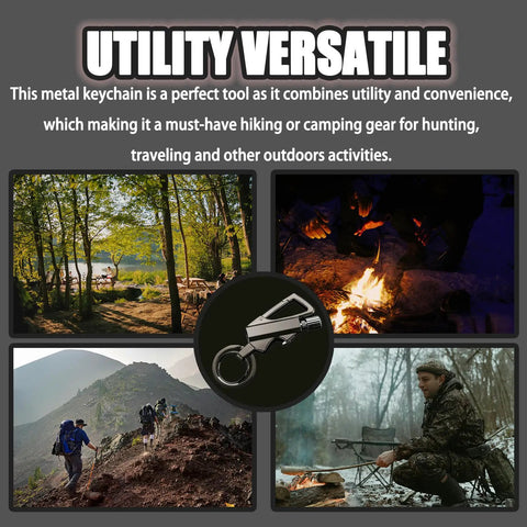 3-In-1 Lighter With Multitool Keychain And Bottle Opener In Silver shown for outdoor activities like hiking and camping