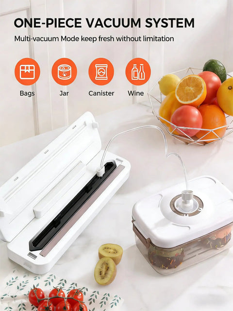 Beast 6 In 1 Vacuum Sealer For Fresh Food With 75KPa Moist And Dry Modes with jars and fruits, showcasing versatility and design.