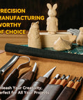 All In One Wood Carving Kit With Leather Storage Bag 24 Piece Tools Set Including 4 Carving Knives 5 Chisels 9 Basswood Blocks