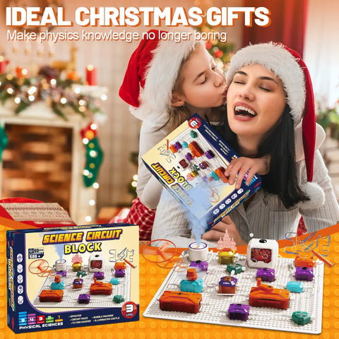 Hands On Science Kit For Kids With 420 Plus Projects And 50 Circuit Parts Includes Bubble Maker Fan And Flying Helicopter STEM Educational Toy Gift For Boys And Girls Ages 8 To 13 in festive holiday setting