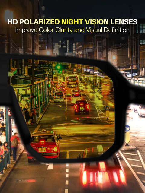 Night Vision Driving Glasses With Polarized Yellow Lenses Anti Glare For Safe Driving And Night Riding view of city street