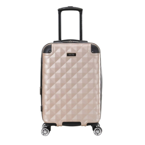 Front view of Diamond Tower Hardside Luggage With Expandable Design Rose Gold Finish Eight Wheel Spinner Travel Case