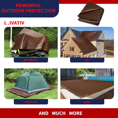 20x30 Heavy Duty Waterproof 12 Mil Tarp Cover Reversible Tarpaulin With UV Resistance Reinforced Edges covering various items