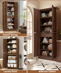Heavy Duty 71 Inch Tall Farmhouse Pantry Cabinet With Genuine Barn Doors And Adjustable Shelves To Beat Kitchen Chaos And Level Up Your Whole Home Storage Game For Days in laundry and bathroom settings.