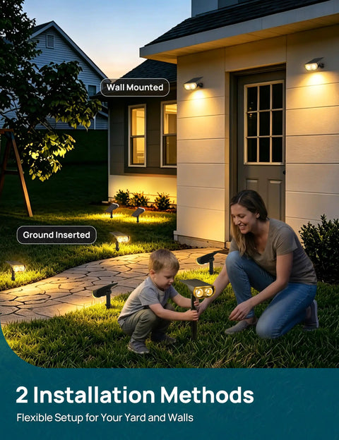 Waterproof Solar Outdoor Lights Led Landscape Spotlights With Dusk To Dawn Sensor Warm White Glow Three Adjustable Brightness Settings No Hassle Install And Killer Nighttime Vibes For Your Backyard