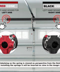 Garage Door Torsion Springs With Non Slip Winding Bars And Oil Free Coil for smooth operation 2 inch ID and 22 inch length, red and black cones