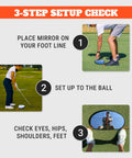 3-step setup check using Alignment Mirror With Two Alignment Rods Portable Golf Training Aid for consistent swing practice