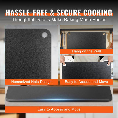 Crazy Crispy Pizza Steel Plate 20 By 14 By Three Eighths Inch Thick For Oven Or Grill Preseasoned Carbon Steel with hanging feature.