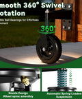 8-Inch Heavy-Duty Gate Wheel With 600 Lb Capacity, Spring-Loaded Caster installed on wooden gate, 360 Degree Rotation