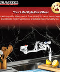 Commercial Wall Mount Kitchen Sink Faucet With 8 Inch Center, 6 Inch Swivel Spout, chrome finish, installed over sink