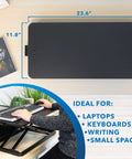 Sit Stand Keyboard Tray For Desk With Height Adjustable Riser And Large 23.6 Inch By 11.8 Inch Surface, shown on desktop