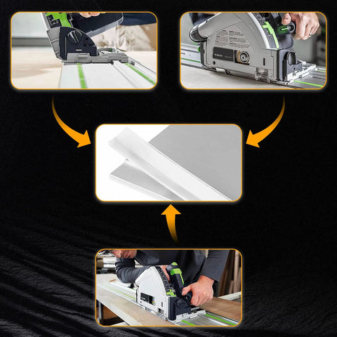 Splinter Guard Replacement Strip FS SP 5000 for Track Saw Guide Rails 197 x 27/32 x 1/16 inch shown in use on Festool rails.