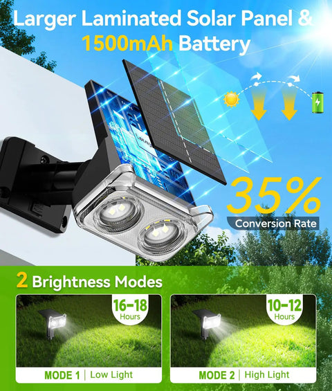 Heavy Duty Solar Spot Lights Outdoor Waterproof IP65 Six Pack Top Shelf Knockout Bright Landscape Glow With Fourteen Leds For Yard Garden Pathway Wall Mount