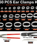 560Pcs Single Ear Hose Clamps Assortment Kit 304 Stainless Steel 22 Size 5.3-36.1Mm Cinch Crimp Hose Clamp Stepless Pinch Clamp With Tools