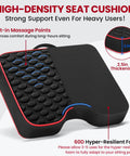 Extra Thick 2.5 Inch Stadium Seat Cushions With Massage Dots, Portable Bleacher Cushions For Game Day Sports Events, Travel, Camping And Outdoor Chairs, 2 Pack, High Density Foam Delivers Superior Comfort And Back Support, shown close-up with massage dots and foam thickness.