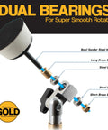 Diagram of Pro Grade Bowl Sander Tool Kit For Woodturning With Dual Bearing Head highlighting mandrel, bearings, and bushings.