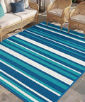 Outdoor Patio Rug 4x6 Ft Waterproof Plastic Straw Style For Deck Garden Backyard, Durable Outdoor Area Rug For Patio Furniture Sets, RV Campers Blue Awesome