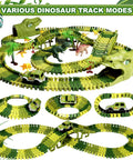 266 Piece Dino Track Set For Kids Ages 3 4 5 6 7 Flexible Race Tracks with 2 Dino Cars, bridges, and tunnels.