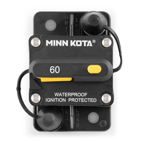 Image of 60 Amp Marine Grade Trolling Motor Circuit Breaker With Manual Reset And Push To Trip Power Cutoff, Dual Function Protection For Boats