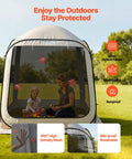 Front view of 6x6 Ft Pop Up Screen Tent For 4 To 8 People Portable Screen Room Gazebo With Netting in a backyard setting.