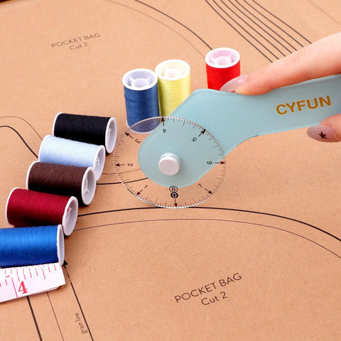 Knock Your Pattern Drafting Tasks Out Of The Park With This Precision 12 Inch Acrylic Sewing Wheel Ruler Crafted To Trace Seamless Necklines And Bindings While Nailing 360 Degree Measurements Daily