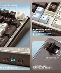Clean 96 Percent Layout Wireless Mechanical Keyboard With Hot Swappable Switches And Playful Cat Metal Knobs Dedicated Number Pad features close-up of 3D cat knob, power indicator, Type-C port.