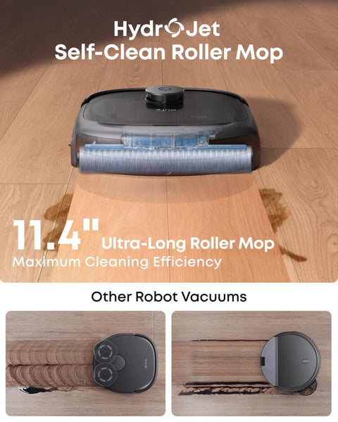 Robot Vacuum And Mop Combo With 20000 Pa Suction And HydroJet Mop System cleaning hardwood floor