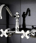 Old School Vintage Wall Mount Kitchen Faucet With Adjustable Center Spacing From Three And A Half To Eight And A Half Inches, Polished