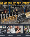 Heavy Duty Rivet Nut Tool Kit for M3 to M10 Nuts with 16 Inch Long Handle for Maximum Leverage, Carbon Steel Rivet Nut Plier, Manual and Drill Compatible, Pro Grade Performance, No-Sweat Setup and Fast, Secure Nut Installations, mandrels and inserts on workbench