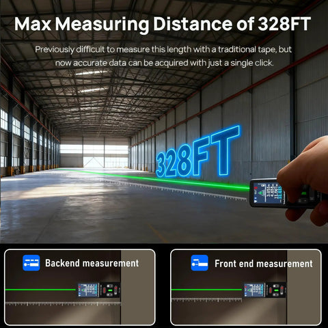 2 In 1 Green Laser Distance Measurer With Cross Line Level For Quick Indoor Outdoor Measuring, 328 Feet Range, Dual Green Lasers For Easy Layouts And Precise Marking, Accuracy Up To 1.5mm measuring warehouse distance