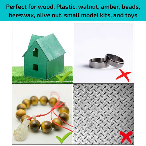 Hand Drill Set With 10 Drill Bits 0.6-3.0mm for soft materials like beads, wood and plastic. Not suitable for metal shown in image.