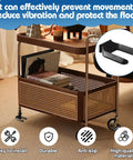 Rolling furniture with Six Pack Wheel Stopper Cups For 50mm Casters No Slip Floor Protectors visible on hardwood carpet
