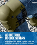 Ultra Flex III KneePro Knee Pads With Triple Layer Foam Cushioning, Heavy Duty Outer Shell, And Speed Clips worn on knee