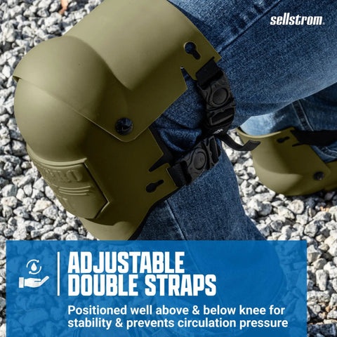 Ultra Flex III KneePro Knee Pads With Triple Layer Foam Cushioning, Heavy Duty Outer Shell, And Speed Clips worn on knee