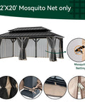 Bug Free Outdoor Gazebo Mosquito Netting Replacement 6 Panel Sidewalls 12 By 20 Ft Universal Fit With Double Zippers For Backyard Hangout Ready Patio Canopy And Garden Mosquito Netting Only