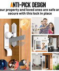Front view of Built Tough Heavy Duty 90 And 180 Degree Barn Door Latch with Handle on wooden door, anti-pick design shown.
