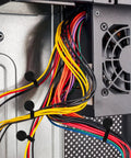 Slick Magnetic Silicone Cable Ties 10 Pack Reusable Cord Organizer for organizing colored wires inside a computer case.