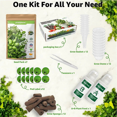 12 Pod Gourmet Herb Seed Kit For Indoor Hydroponics Easy To Grow Universal Seed Starter Pods With Basil Parsley Thyme Mint Cilantro Dill Oregano High Germination Fast Indoor Garden For Fresh Kitchen Herbs.