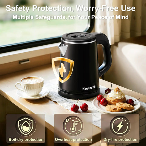 Ultra Portable 0.8L Electric Kettle With Stainless Steel Build, 800W Quick Boil, Auto Shut Off And Boil Dry Protection on table
