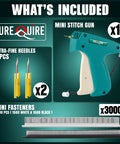 Lightweight Stitching Gun For Clothes And Fabric Quilting Hemming Tagging Instant Clothing Repair Kit With Needles And Micro Fasteners, includes gun, needles, and fasteners.