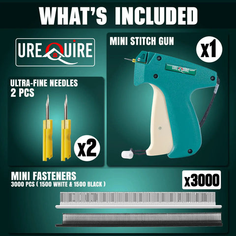Lightweight Stitching Gun For Clothes And Fabric Quilting Hemming Tagging Instant Clothing Repair Kit With Needles And Micro Fasteners, includes gun, needles, and fasteners.