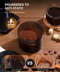Kidisle Conical Burr Coffee Grinder With 35 Precision Settings Anti Static Design for espresso drip and French press, featuring clear grinding chamber.