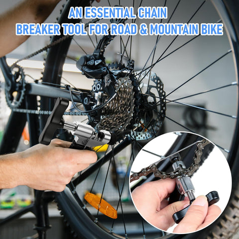 Bike Chain Repair Tool Set With Chain Breaker Splitter For Easy Quick Fix On The Go Premium Hardened Steel Chain Tool in use