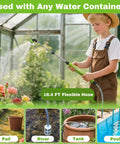 Child using Electric Sprayer Wand With 29 Inch Reach, 3 Adjustable Nozzles, Telescoping Garden Sprayer Tool with 16 Foot Hose in garden.