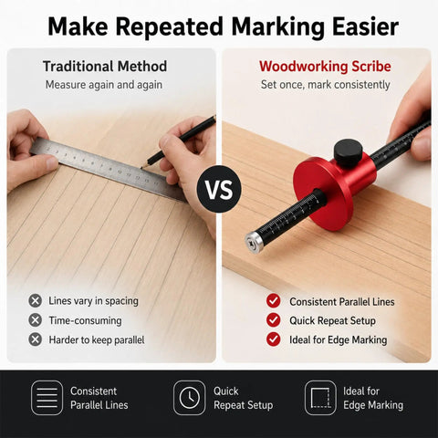 Professional Woodworking Wheel Marking Gauge Featuring Dual Metric And Inch Measurement Rulers For Dead On Accurate Layouts And No Sweat Scribing Across Softwood Or Hard Lumber Daily