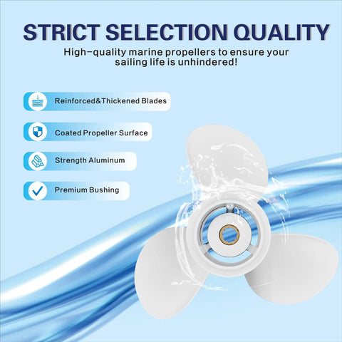 9 7/8 X 11 1/4 Inch Boat Propeller For Yamaha Outboard Engines 20HP 25HP 30HP RH 3 Blade Aluminum White 10 Spline 11 1/4 Pitch Replaces OEM 664-45947-01-EL