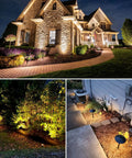 LED Landscape Lighting Kit With 120W Transformer And 10 FastLock2 Wire Connectors 4 Path Lights And 6 Landscape Spotlights outdoors