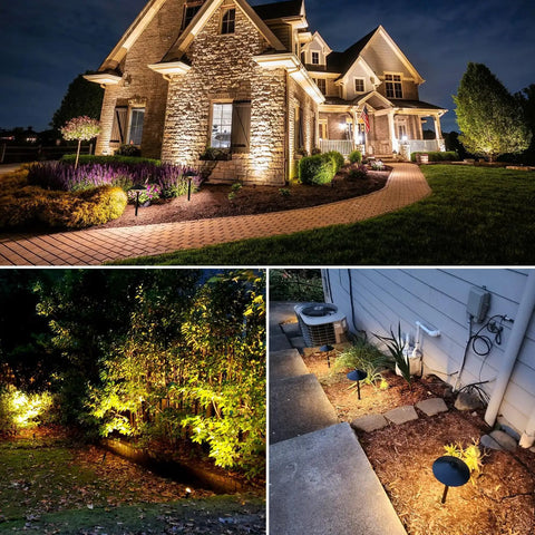 LED Landscape Lighting Kit With 120W Transformer And 10 FastLock2 Wire Connectors 4 Path Lights And 6 Landscape Spotlights outdoors